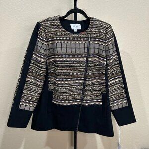Per Se Black and Gold Patterned Blazer NWT SIZE:10